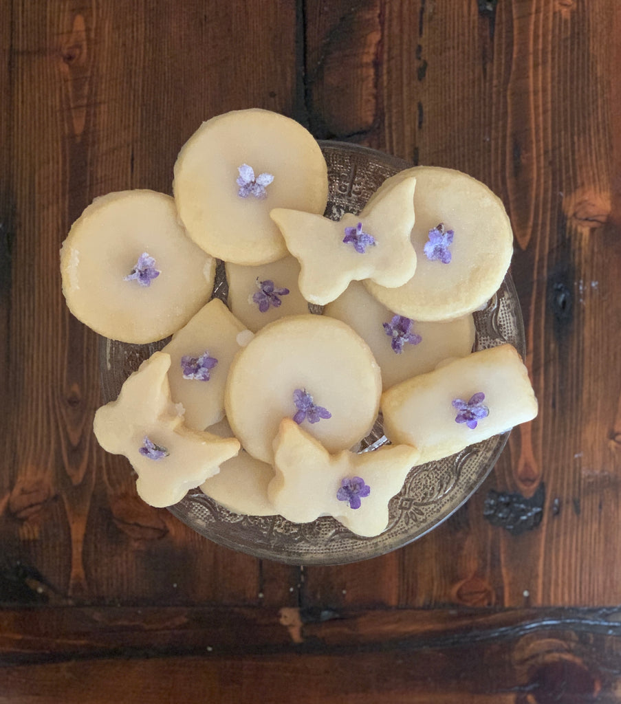 Cooking with gifts from the garden--Violet Shortbread with Lemon Glaze